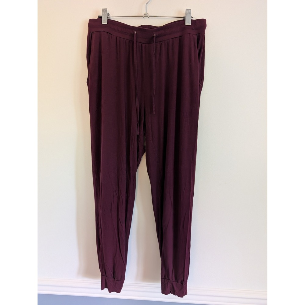 Eden & Om Burgundy Bamboo Joggers Lounge Pants Womens Large cozy comfort
